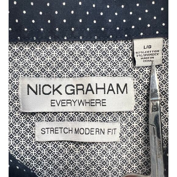 Nick Graham Everywhere Mens Shirt Size LARGE Black White Long‎ Sleeve - Picture 8 of 9